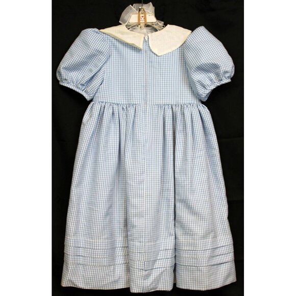Casero's Blue Gingham Dress w/Hair Bow sz 6x Country Classic Party Easter Specia - Picture 5 of 11
